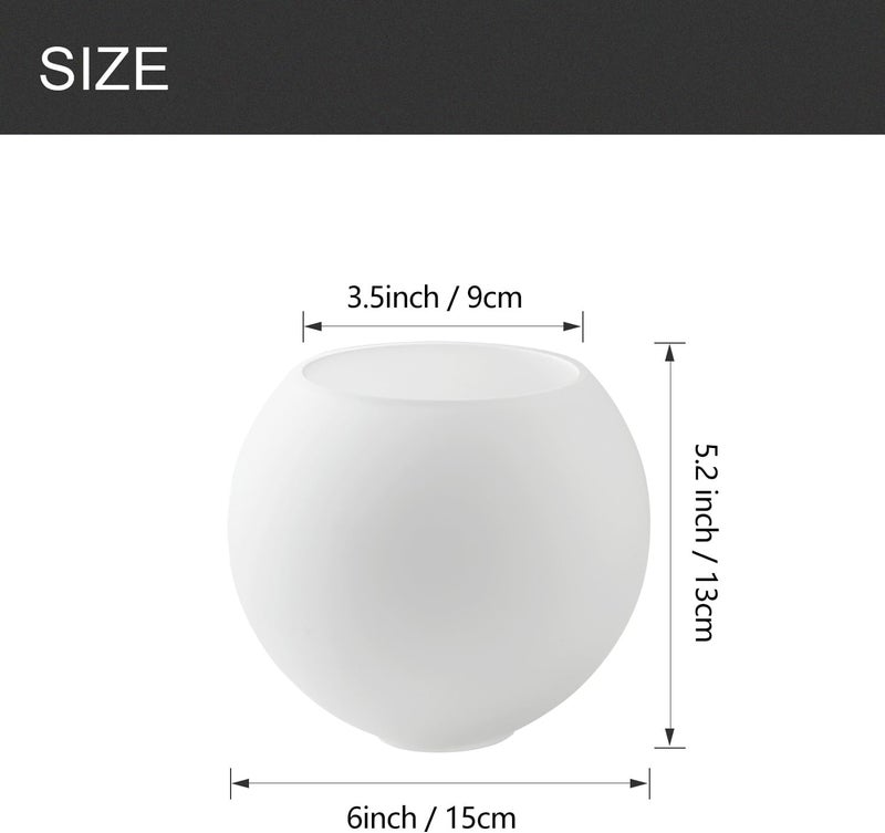 BinoBro 3 Pack Fixture Replacement Globe Shade, 6 Inch Diameter, E26 Base 1-5/8 Inch Fitter, Glass Globe Lampshade Cover for Pendant Wall Sconce Chandelier Vanity Light (3 Pack 6 Inch White Frosted Glass) - Image 2